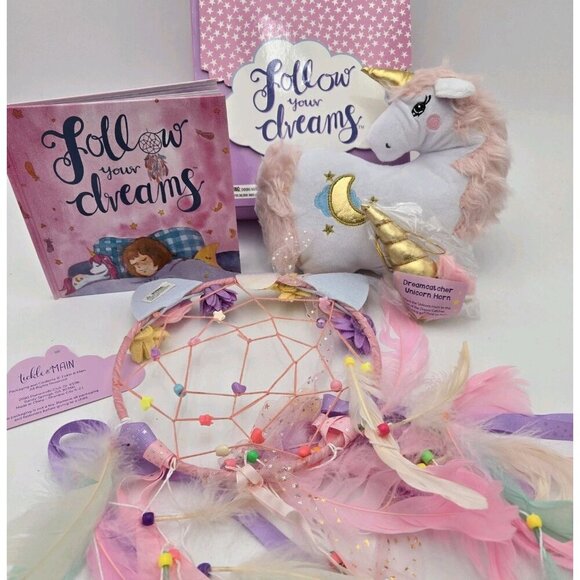 Tickle And Main Follow Your Dreams Unicorn Dream Catcher Plush Book Horn Wall - Picture 1 of 9